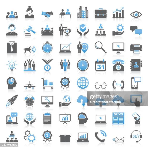 modern universal business icons collection - business solutions stock illustrations