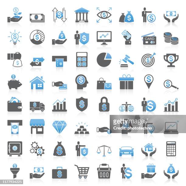 modern universal business & finance icons collection - solution stock illustrations