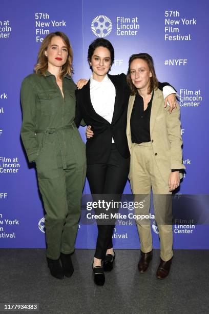 Actors Adèle Haenel, Noémie Merlant, and Director Céline Sciamma attend the 57th New York Film Festival - "Portrait Of A Lady On Fire" screening at...