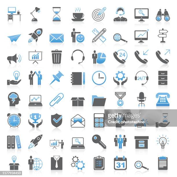 modern universal business & office icons collection - success stock illustrations