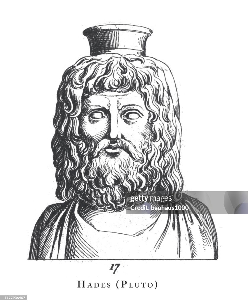 Hades (Pluto), Gods and Mythological Creatures Engraving Antique Illustration, Published 1851