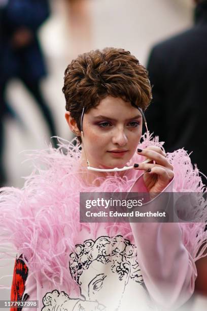 Lachlan Watson is seen, outside Valentino, during Paris Fashion Week - Womenswear Spring Summer 2020, on September 29, 2019 in Paris, France.