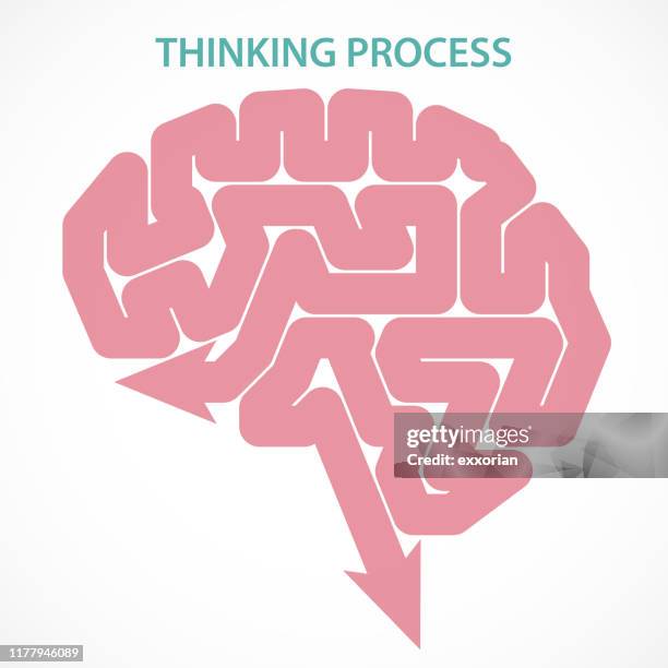 ilustrações de stock, clip art, desenhos animados e ícones de directional arrow form a human brain shape - brain stem