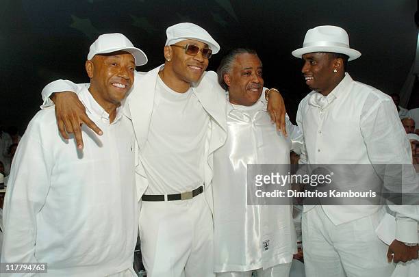 Russell Simmons, LL Cool J, Rev Al Sharpton and Sean "P. Diddy" Combs at the PS2 Estate