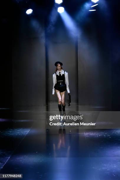 Model walks the runway during the Tmall Cool China Womenswear Spring/Summer 2020 show as part of Paris Fashion Week on September 29, 2019 in Paris,...