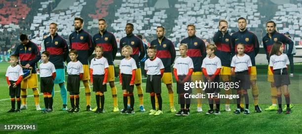 Lionel Messi of FC Barcelona, goalkeeper Marc-Andre ter Stegen of FC Barcelona, Gerard Pique of FC Barcelona, Sergio Busquets of FC Barcelona, Nelson...