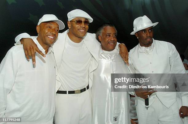 Russell Simmons, LL Cool J, Rev Al Sharpton and Sean "P. Diddy" Combs at the PS2 Estate