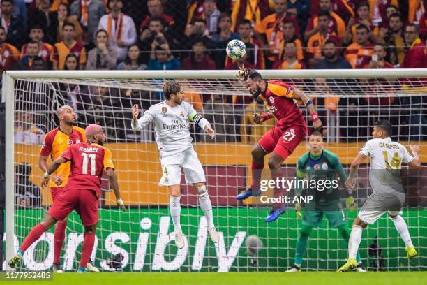 Steven Nzonzi of Galatasaray AS, Ryan Babel of Galatasaray AS, Sergio Ramos Garcia of Real Madrid CF, Christian Luyindama of Galatasaray AS,...