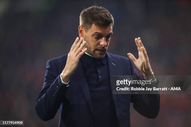 Jonathan Woodgate the head coach / manager of Middlesbrough reacts during the Sky Bet Championship match between Huddersfield Town and Middlesbrough...