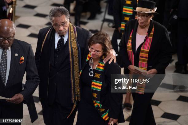 House Majority Whip Jim Clyburn , Rep. Emanuel Cleaver , Rep. Robin Kelly and Rep. Alma Adams pay their respects to the late Rep. Elijah Cummings...