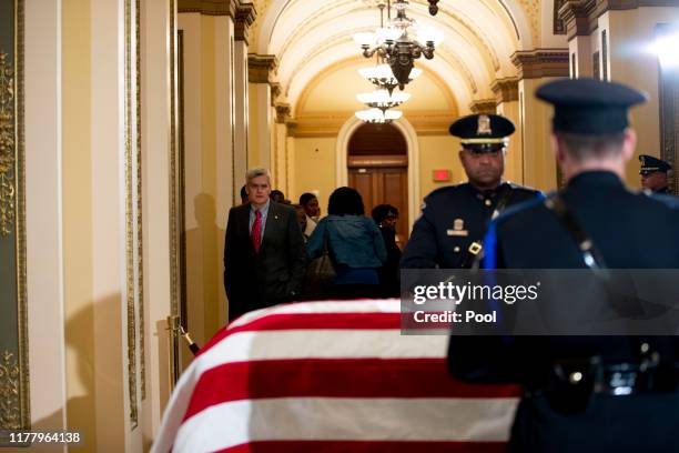 Sen. Bill Cassidy pays his respects to U.S. Rep. Elijah Cummings as Cummings lies in state outside of the House Chamber in the Will-Rodgers corridor...