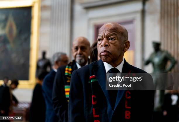 Civil Rights icon Congressman John Lewis prepares to pay his respects to U.S. Rep. Elijah Cummings who lies in state within Statuary Hall during a...