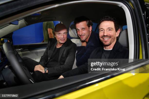 Christian Berkel, Max von Thun and Oliver Berben during the world premiere of the new Volkswagen "Golf 8" on October 24, 2019 in Wolfsburg, Germany.