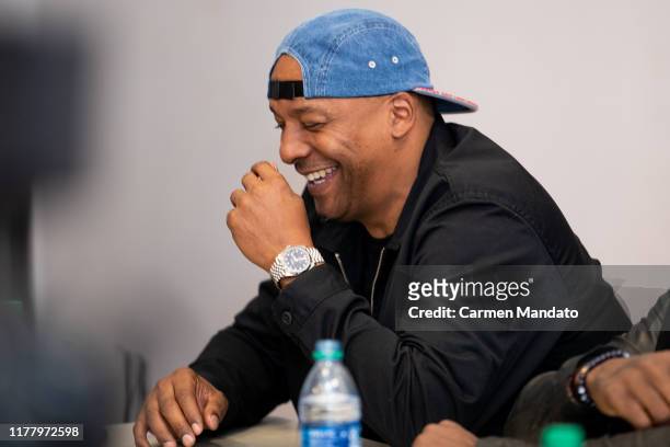 Deon Taylor is seen during the "Black & Blue" cast members' visit to Morehouse College on October 24, 2019 in Atlanta, Georgia.