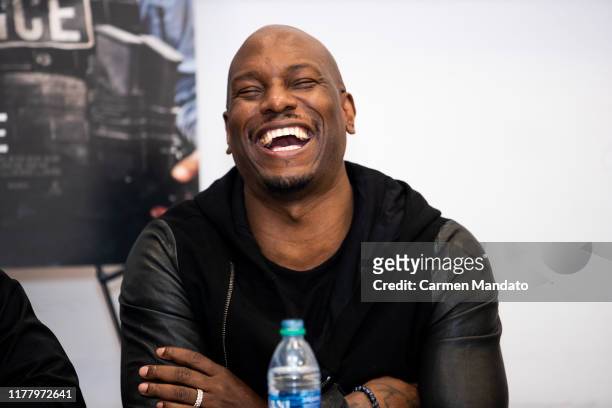 Tyrese Gibson is seen during the "Black & Blue" cast members' visit to Morehouse College on October 24, 2019 in Atlanta, Georgia.