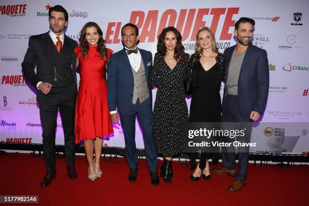 Osvaldo de Leon, Zair Montes, Guillermo Ivan, Ana Serradilla, Ana Layevska and Michael Kingsbaker attend the premiere of the film "El paquete " at...