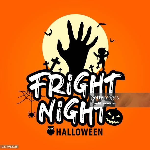 halloween fright night lettering - halloween font stock illustrations