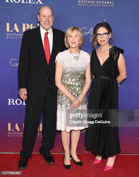 Michael Eisner, Jane Breckenridge and guest arrive at The Los Angeles Philharmonic Centennial Birthday Celebration Concert And Gala at Walt Disney...