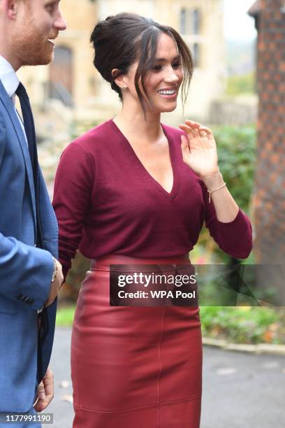 Meghan, Duchess of Sussex and Prince Harry, Duke of Sussex attend a roundtable discussion on gender equality with The Queens Commonwealth Trust and...