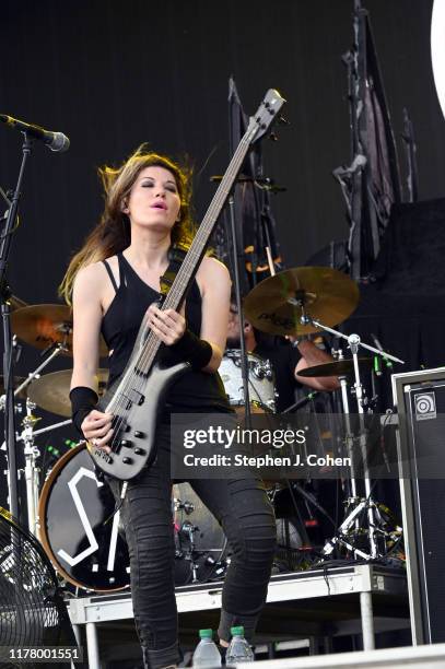 Emma Anzai of the band Sick Puppies performs during the 2019 Louder Than Life Music Festival at Highland Festival Grounds at Kentucky Expo Center on...