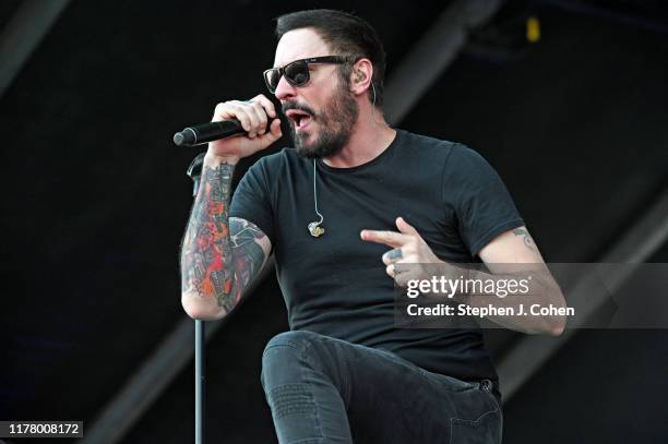 Benjamin Burnley of the band Breaking Benjamin performs during the 2019 Louder Than Life Music Festival at Highland Festival Grounds at Kentucky Expo...