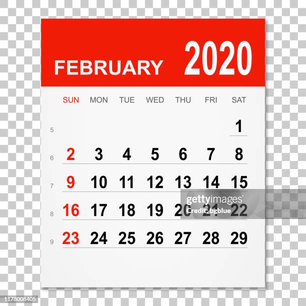february 2020 calendar - february 2020 stock illustrations