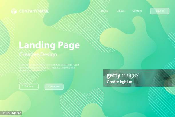 landing page template - abstract design with fluid shapes on green gradient background - orange background texture stock illustrations