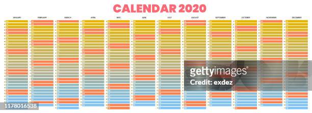 stockillustraties, clipart, cartoons en iconen met kalender 2020 - 2019 2020 calendar