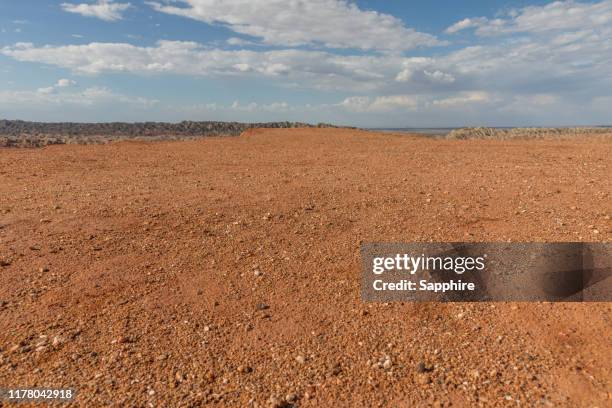 landforms of danxia and yadan in yumen geopark, gansu, china - horizon over land stock pictures, royalty-free photos & images