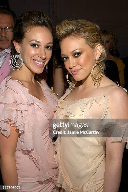 Haylie Duff and Hilary Duff during 4th Annual "ten" Fashion Show Presented By General Motors - Backstage and Audience in Los Angeles, California,...