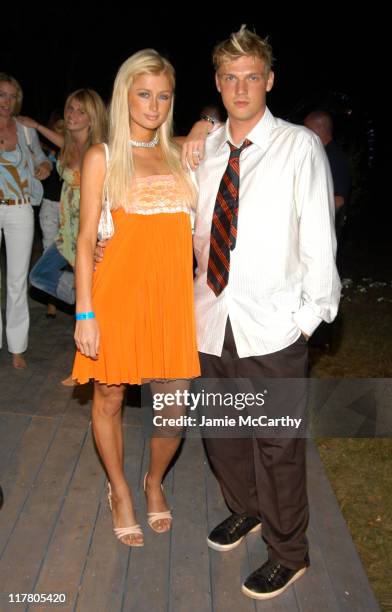 Paris Hilton and Nick Carter at the PS2 Estate during PS2 Estate Day Two - Launch Party For Jay Z's New S. Carter Tennis Shoe in Bridgehampton, New...