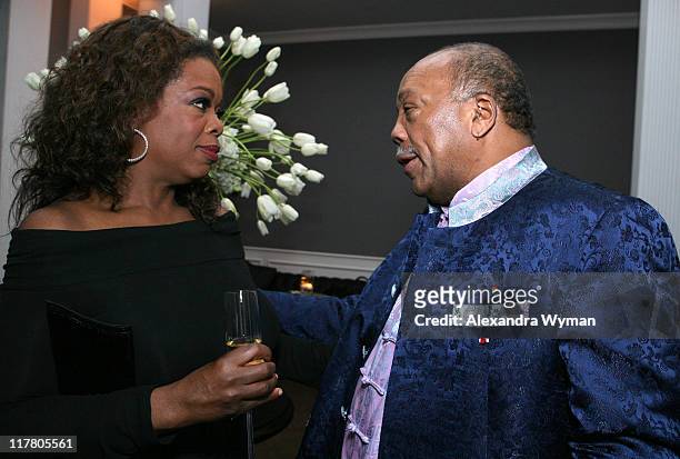 Oprah Winfrey and Quincy Jones during Dom Perignon Celebration for Forest Whitaker - February 27, 2007 at Boulevard3 in Hollywood, California, United...