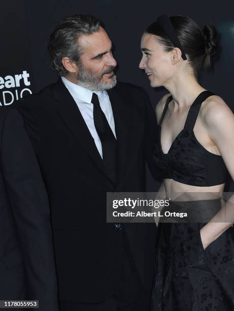 Joaquin Phoenix and Rooney Mara arrive for the Premiere Of Warner Bros Pictures "Joker" held at TCL Chinese Theatre IMAX on September 28, 2019 in...