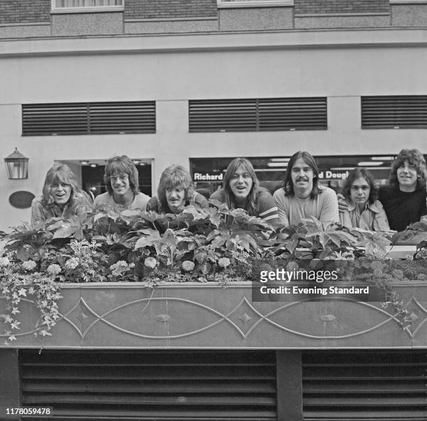American rock group Chicago posed together in London on 27th August 1970. The band, from left, Peter Cetera , James Pankow , Lee Loughnane , Terry...