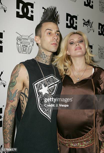 Travis Barker and Shanna Moakler during Travis Barker DC Shoes Launch Party at LAX Nightclub in Hollywood, California, United States.