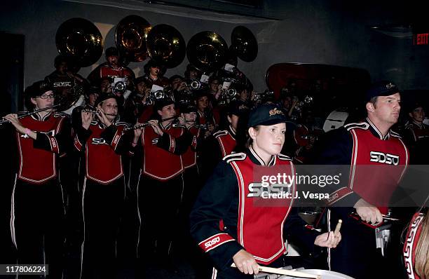 San Diego State University Marching Band during Travis Barker DC Shoes Launch Party at LAX Nightclub in Hollywood, California, United States.