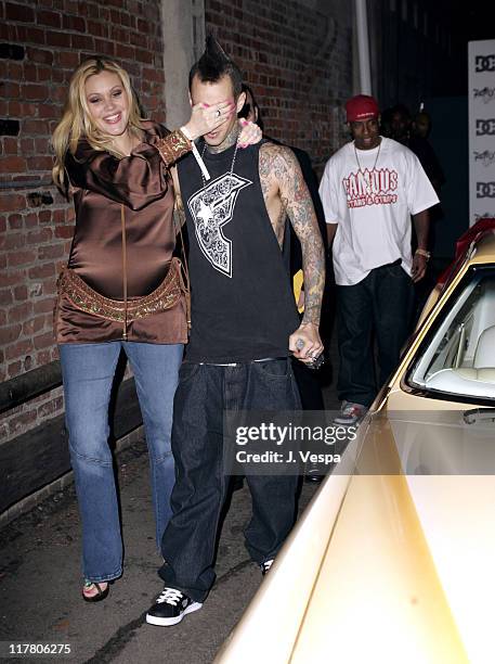 Shanna Moakler and Travis Barker during Travis Barker DC Shoes Launch Party at LAX Nightclub in Hollywood, California, United States.