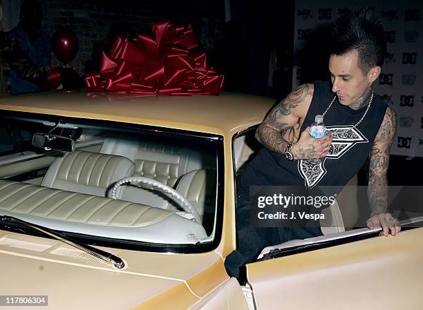 Travis Barker during Travis Barker DC Shoes Launch Party at LAX Nightclub in Hollywood, California, United States.