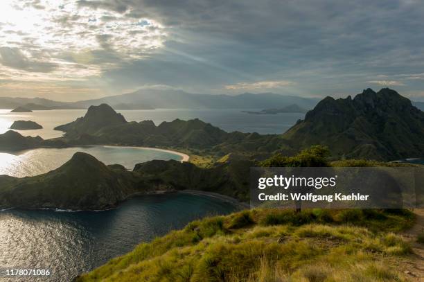 View from a hill on Padar Island located between Komodo and Rinca islands within Komodo archipelago, part of Komodo National Park , Indonesia.