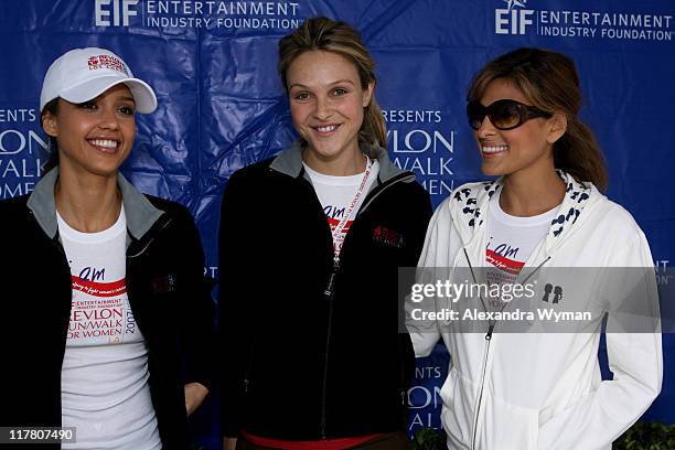 Jessica Alba, Beau Garrett and Eva Mendes during The Entertainment Industry Foundations 14th Annual Revlon Run/Walk for Women at Los Angeles...