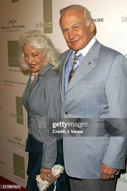 Lois Aldrin and Buzz Aldrin during Wolfgang Puck Cut Steakhouse Opening at Regent Beverly Wilshire in Beverly Hills, California, United States.