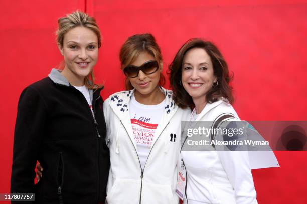 Beau Garrett, Eva Mendes and Lilly Tartikoff, co-founder of the Revlon/UCLA Women's Cancer Research Program