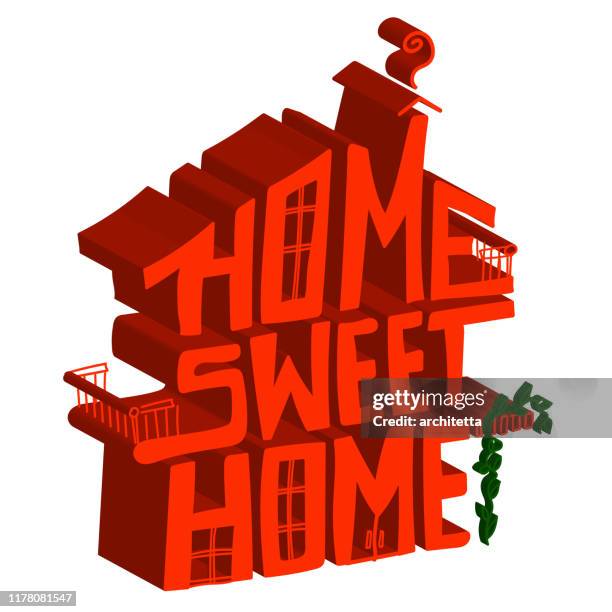 Home Sweet Home Sign In 3d House Form High-Res Vector Graphic - Getty ...