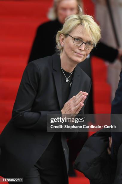 Claude Chirac the daughter of France's former President Jacques Chirac, leaves the cathedral after a church service for former French President...