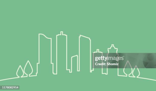 ilustrações de stock, clip art, desenhos animados e ícones de eco single line skyline - ecoturismo