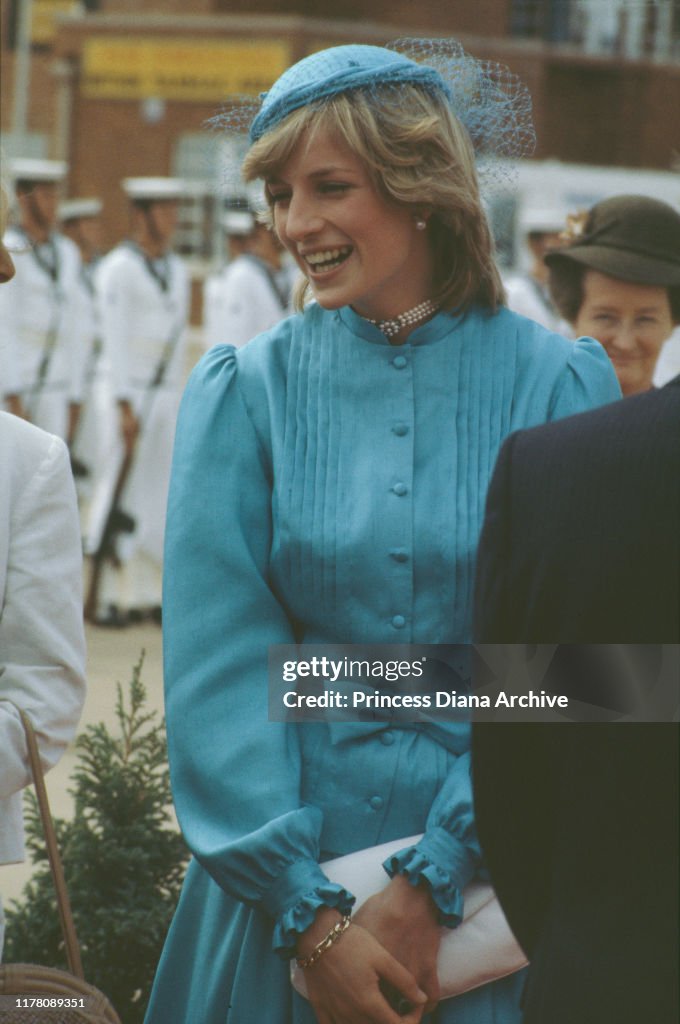 Diana, Princess of Wales arrives at RAAF Base Fairbairn in Canberra ...