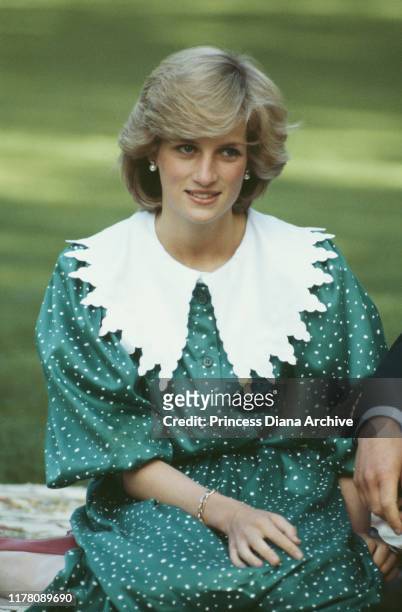 Diana, Princess of Wales on the lawn of Government House in Auckland, New Zealand, 23rd April 1983.