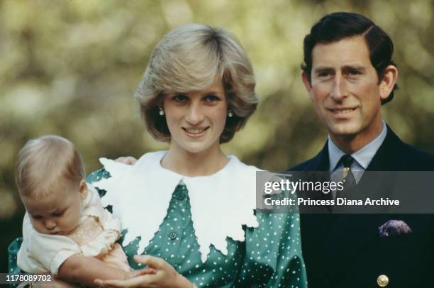 Diana, Princess of Wales with Prince Charles and their 10-month-old son Prince William on the lawn of Government House in Auckland, New Zealand, 23rd...