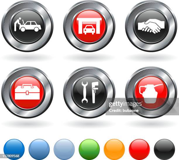 car mechanic royalty free vector icon set - holding spanner stock illustrations