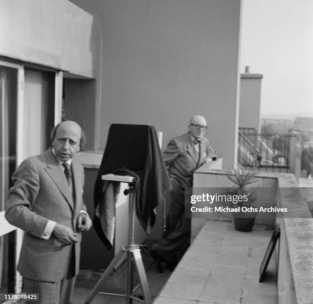 Armenian-Canadian photographer Yousuf Karsh photographs Swiss-French architect and designer Charles-Édouard Jeanneret, aka Le Corbusier in Europe,...